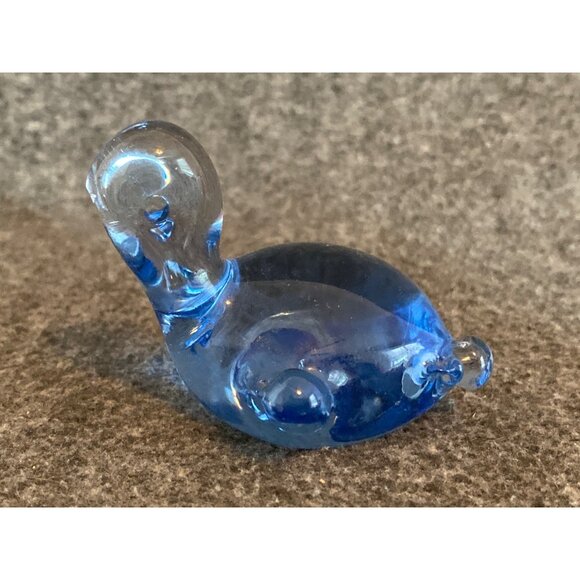 VTG Art Glass Blue Bunny Rabbit & Turtle Paperweight Figurine Translucent - Picture 7 of 10